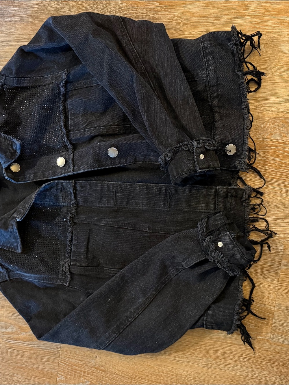 Daytrip Black Distressed Frayed Hem Jean Jacket